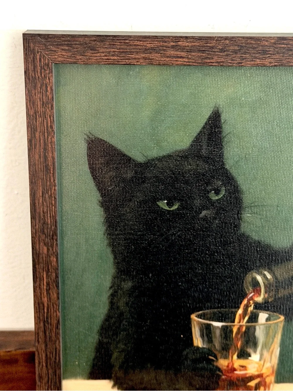 Black Cat Pouring a Glass of Whiskey Vintage Style Canvas Art Print Framed Art - Picture 5 of 9